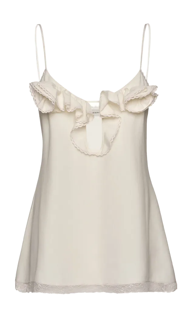 Ruffled Silk-Blend Top