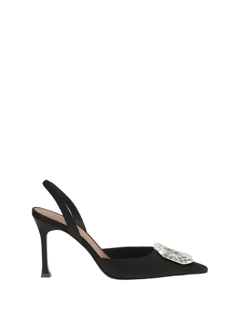 Amina Muaddi Camelia Slingback Heel — Black